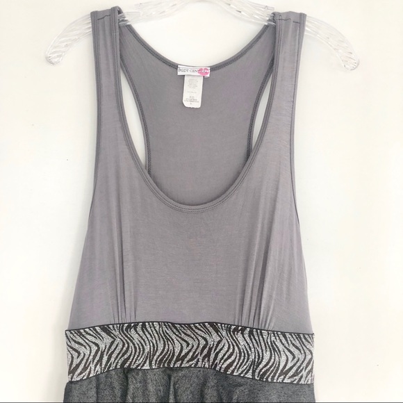 Gray Sleeveless Banded Ruffled Mini Dress Size L - Picture 2 of 6